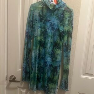 Floral Mesh Long Sleeve Dress